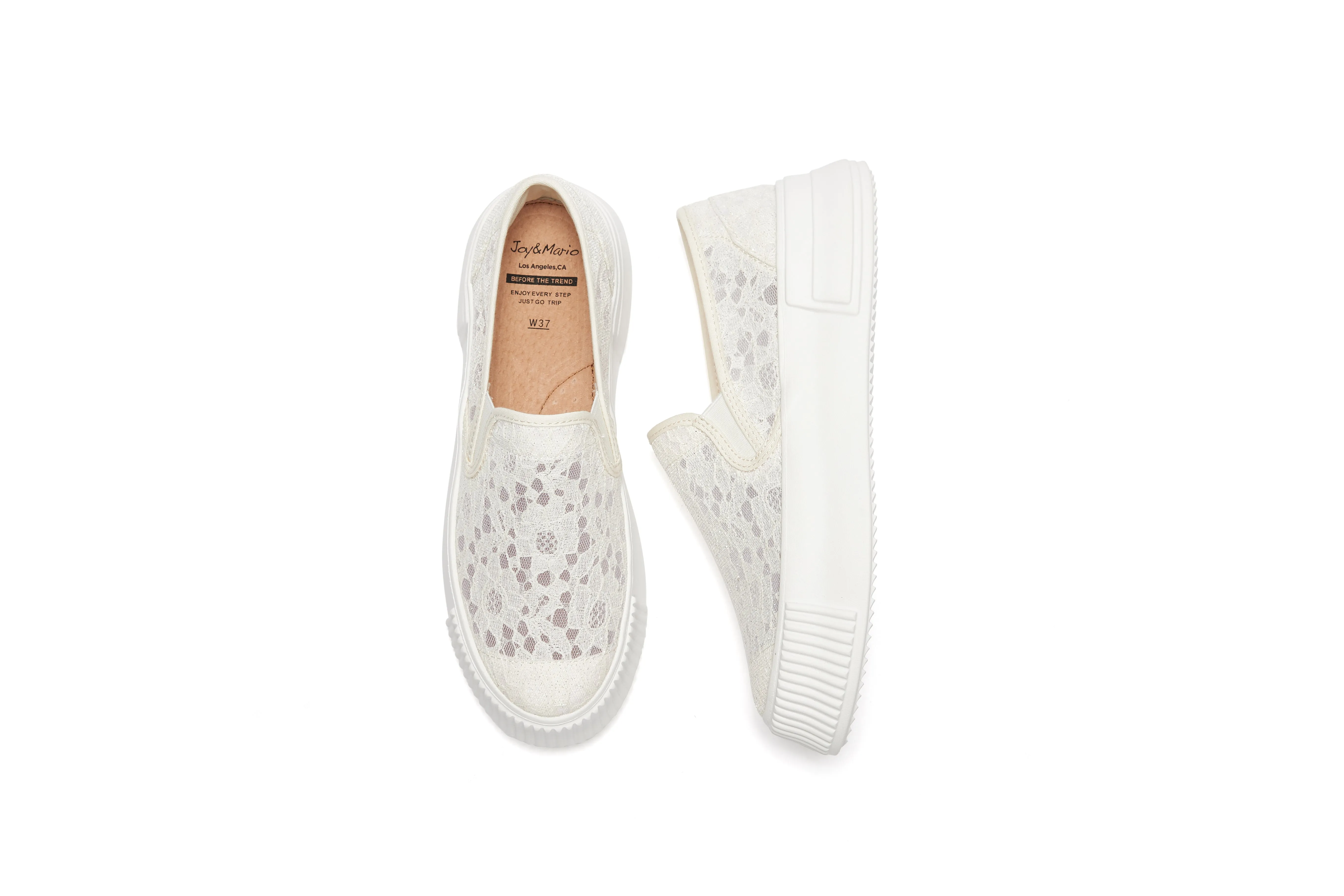 Women’s Slip-On Canvas Platform Loafers in Beige-83310W
