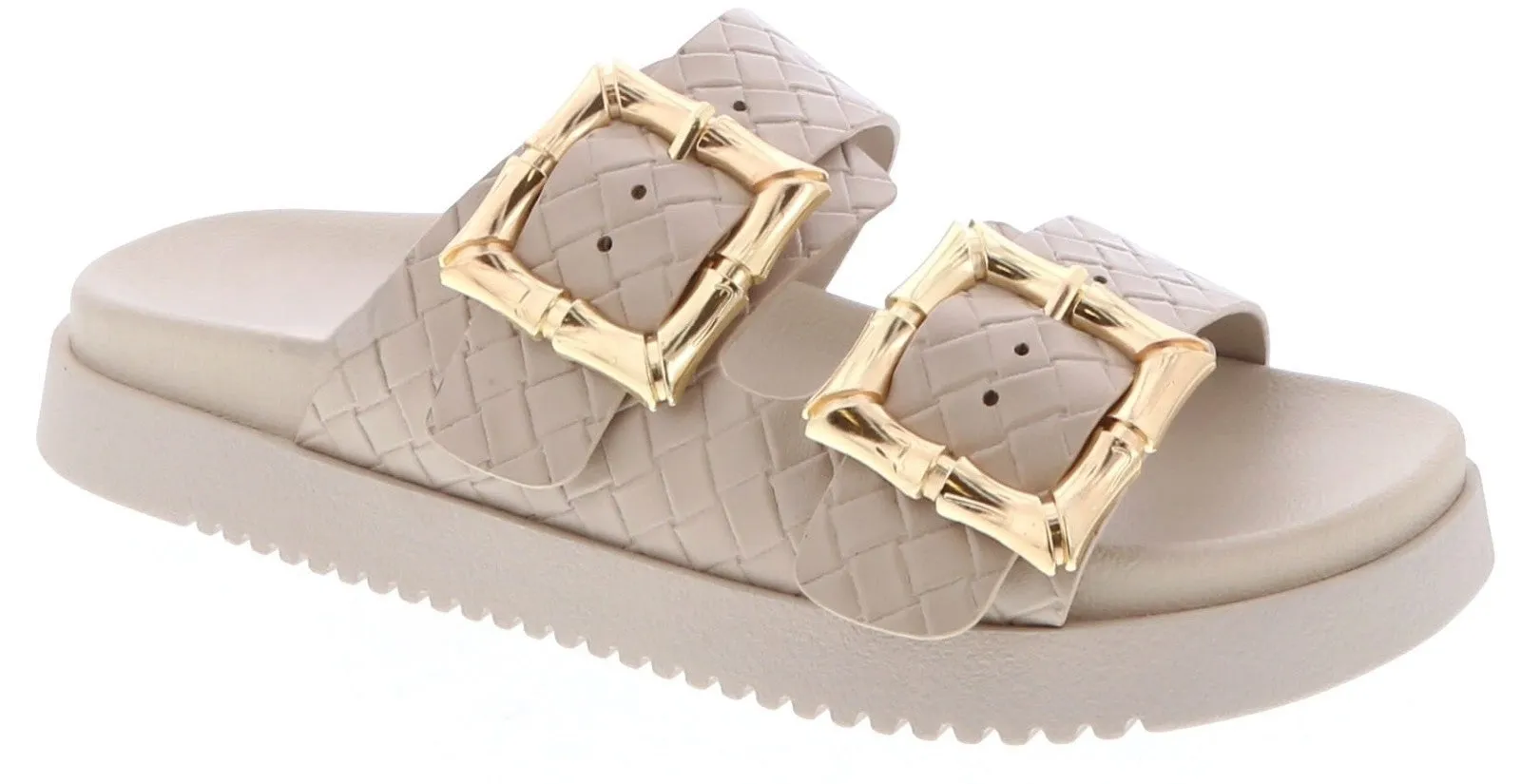 Women's Thin Platform Slide with two buckle straps - LYON35