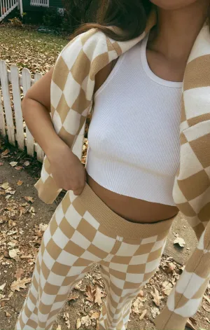 Zermatt Sweater Pant in Tan Checker Knit