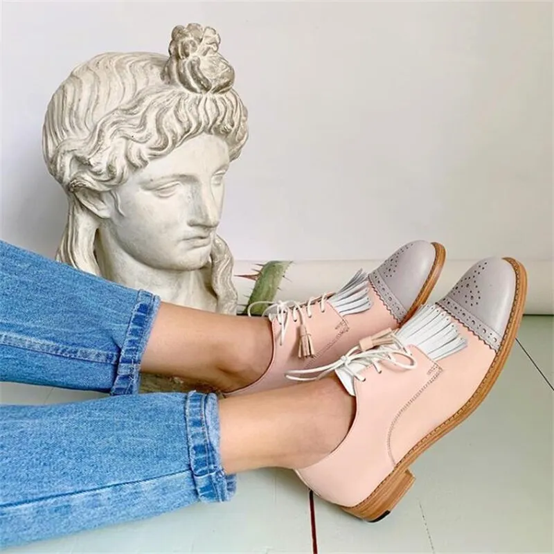 Zoya Color Contrast Tassel Brogues - 4 Colors