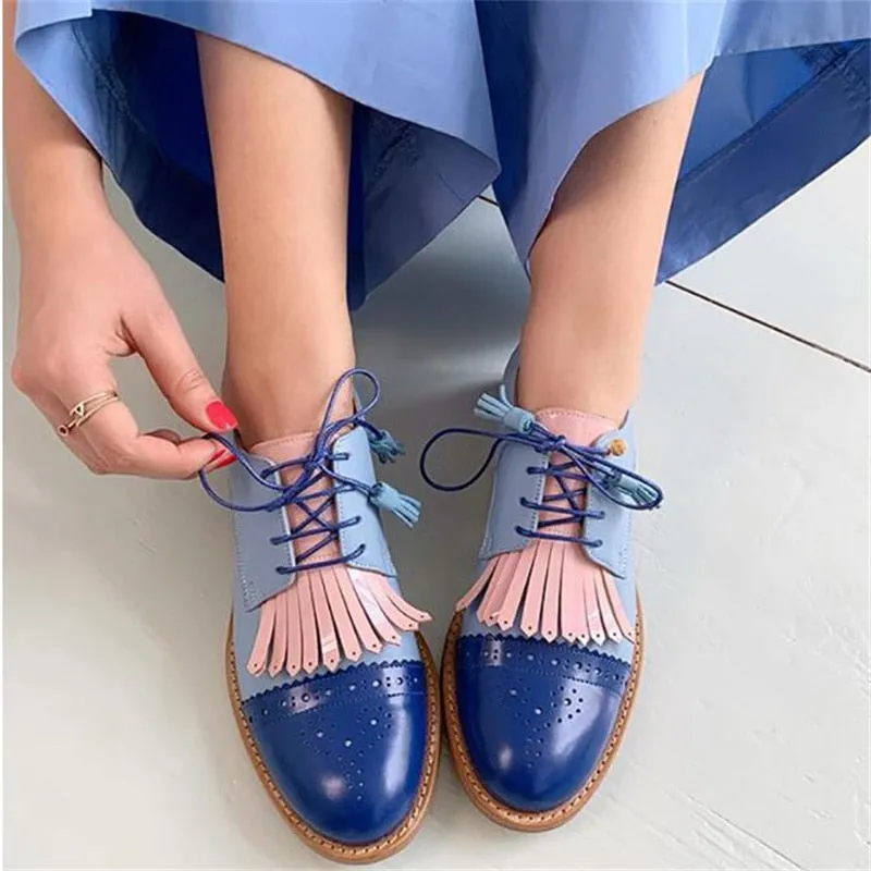 Zoya Color Contrast Tassel Brogues - 4 Colors