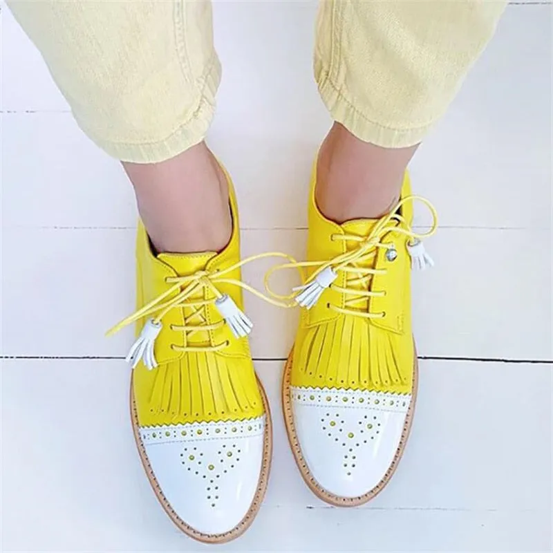 Zoya Color Contrast Tassel Brogues - 4 Colors